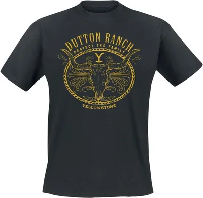 Productafbeelding van Yellowstone T-shirt voor heren, kleur zwart, maat S, met de tekst "Protect The Family"