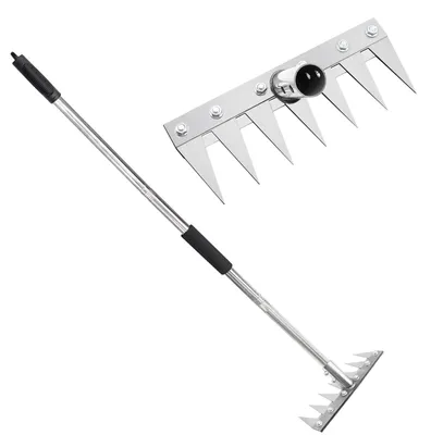 Immagine prodotto di Rake da giardino con manico in metallo da 1,2 metri, ideale per rimuovere le erbacce