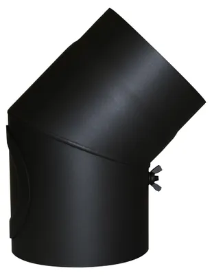 Productafbeelding van Kamino-Flam boog, 45 graden, met deur, Senotherm coating, zwart, Ø 130 mm