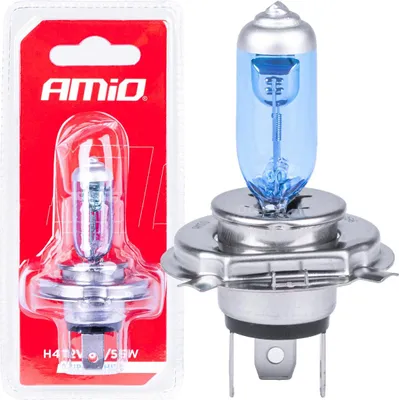 Produktbild von Halogenlampe H4 12V 60/55W Super White AMIO Quarzglas Blister Packung