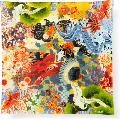 Immagine prodotto di Piatto/tavolino Excelsa in vetro Kimono 30 cm colorato