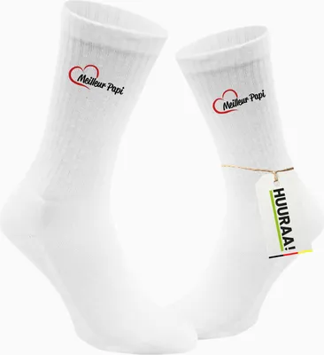 Produktbild von Huuraa Uni Socken Meilleur Papi Cœur 37/41 White Baumwolle Tennissocken Geschenkidee