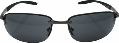 Produktbild von Sportliche Metall Sonnenbrille Oval Rahmenlose Gläser Schmal Schwarz Getönt Federgelenke Herren Biker Brille Wrap Around