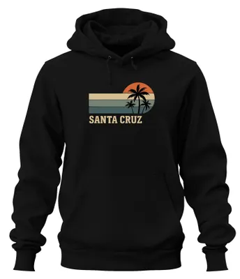 Obrázok produktu pre Santa Cruz Palm Sunset Retro California Beach Surf Uni mikina s kapucňou, čierna, L
