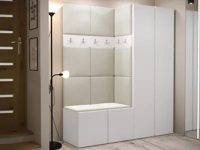 Obrázek produktu pro Předsíňová stěna s čalouněnými panely 42x42 SELAND 3 - bílá / béžová
