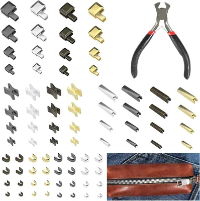 Produktbild von Werkzeugset 80-teiliges Reißverschluss-Reparaturset, Reparaturset Reißverschluss-Ersatzreißverschluss für Metallreißverschlüsse mit Zange