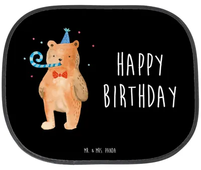 Produktbild von Mr. & Mrs. Panda Sonnenblende Auto Bär Geburtstag - Schwarz - Geschenk, Sonnenschutz, Hitzeschutz, saugnapf, Glückwunsch, blendschutz, Teddy, Happy Birthday, Alles Gute