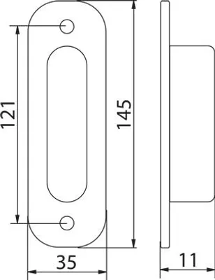 Zdjęcie produktu dla Gładka, zlicowana klamka 121x145x11 nikiel