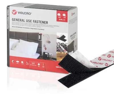 Productafbeelding van VELCRO® universele sluiting, 5 meter klittenband, 5 meter lusband, klittenbandset (haak- en luszijde), 50 mm, zwart