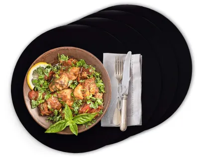 Image de Lot de 4 plateaux ronds en feutre, couleur noire, diamètre 35 cm