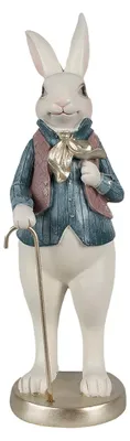 Productafbeelding van Clayre & Eef Figuur, konijn, 32 cm, wit, blauw, polyresin