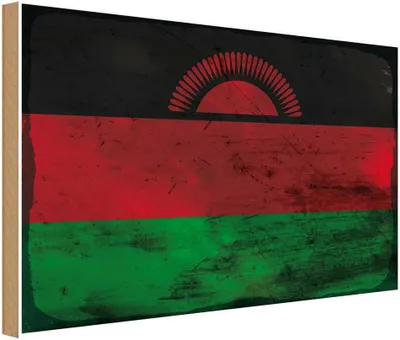 Produktbild von vianmo Holzschild 12x18 cm Malawi Rost Flagge Fahne Wappen