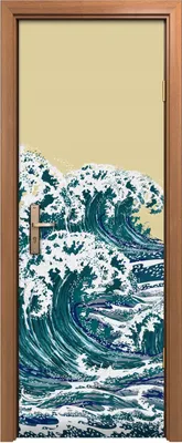 Produktbild von Türposter 70x200 cm Türaufkleber Türtapete Türfolie Klebefolie   Meereswellen Handgezeichnet
