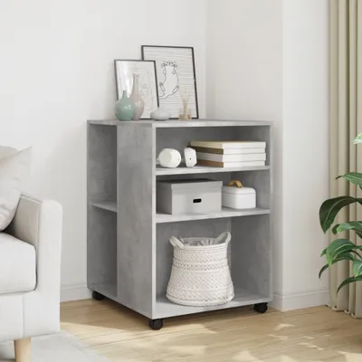 Produktbild von "2026 Promotion" Beistelltisch mit Rollen Betongrau 55x60x78 cm Holzwerkstoff - Aktenschränke CC31198