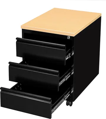 Produktbild von Stahl Büro Rollcontainer Bürocontainer 3Schubladen 62x46x59cm grau/Ahorn 505302