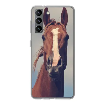 Produktbild von MuchoWow® Handyhülle Schutzhülle Hülle für Samsung Galaxy S21 Pferd - Wolken - Porträt Silikon Softcase Handy Hülle - Softcase