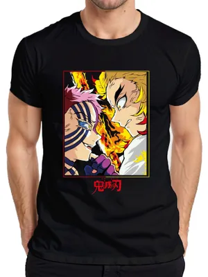 Obrázek produktu pro pánské tričko Rengoku Akaza Flame Fight Anime Gift Fan, černé, 3XL