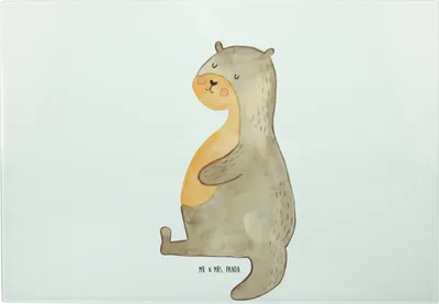 Produktbild von Mr. & Mrs. Panda Schneidebrett Otter Bauch - Weiß - Geschenk, Vesperplatte, Essen. Foodlover, Zufrieden, Sportmuffel, Seeotter See, Frühstücksbrett, voll Gefuttert, Satt