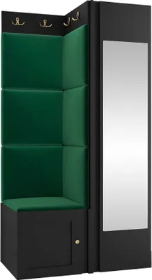 Produktbild von MIRJAN24 Garderoben-Set Orion Ramiro XXVI, Kleiderschrank, Schuhschrank, Kleiderhakenbrett, 7x Paneel 42x42, Spiegel, 6 Kleiderhaken, Metallgriffe (Farbe: Schwarz, Manila 35)