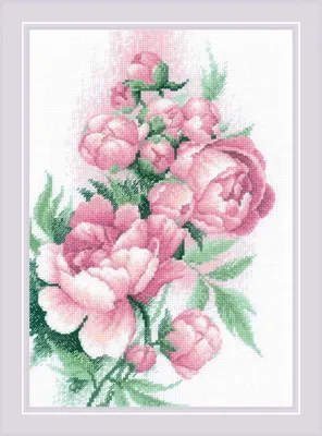 Obrázek produktu pro Riolis - sada křížkového vyšívání "Bujné pivoňky", 21x30cm, počítaný vzor