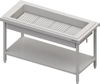 Produktbild von Neutralausgabe mit Eiswanne 4x GN1/1, 1570x750x880 mm, Edelstahlabdeckung