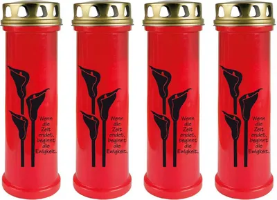 Productafbeelding van Grabkaarsenset "Rot", 4 stuks, brandduur: 100 uur (per kaars), motief: Calla