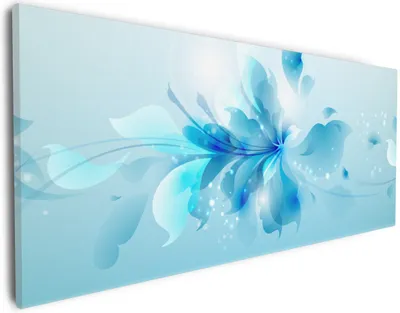 Produktbild von Wallario Premium Leinwandbild Blaues Blumenbuket in Größe 30 x 75 cm