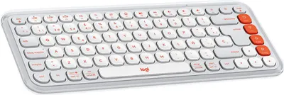 Produktbild von Logitech POP ICON KEYS, Mini, Kabellos, Bluetooth, Scherenschalter, QWERTY, Weiß