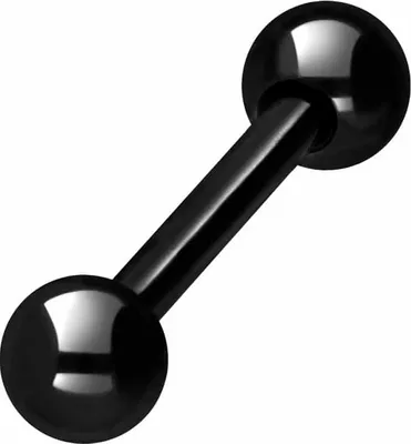 Produktbild von Zungenpiercing, Intim-Piercing Chirurgenstahl Barbell Schwarz Stablänge: 12mm + Stabstärke: 1,6mm + Kugelgröße: 4mm