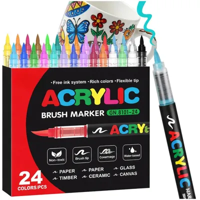 Produktbild von Acrylmarker-Set mit 24 Pinselfarben zum Selbermalen