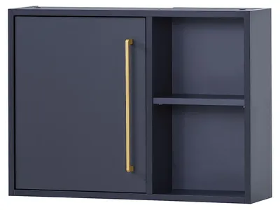 Hängekasten Kent, Holzwerkstoff, 66,8x16x48,4 cm, Nachtblau/Gold