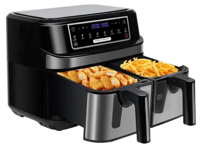 Image de Friteuse à air numérique - Sans PFAS - 9 litres - Double bac - Noire - Écran tactile LED