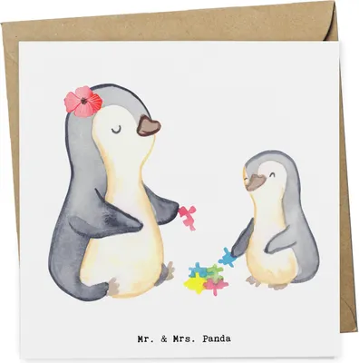 Produktbild von Mr. & Mrs. Panda Glückwunschkarte Sozialpädagogin Herz - Weiß - Geschenk, Klappkarte, Grußkarte, doppelkarte, anlasskarte, faltkarte