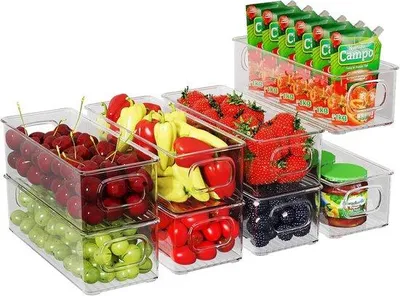 Produktbild von Famanu Kühlschrank-Organizer Set - 8 stapelbare Aufbewahrungsboxen, transparent, BPA-frei
