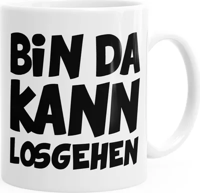 Produktbild von Kaffee-Tasse Bin da kann losgehen einfarbig MoonWorks® weiß unisize