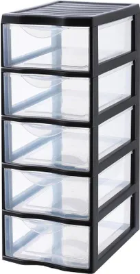 Productafbeelding van Zwarte plastic A4-organizer, 36 x 26 x 61 cm, geschikt voor thuis en kantoor