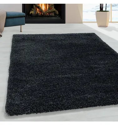 Produktbild von TapisTrend Zotteliger Teppich Anthrazit 60x110 cm Flauschiger Wohnzimmerteppich, angenehm weicher Schlafzimmerteppich