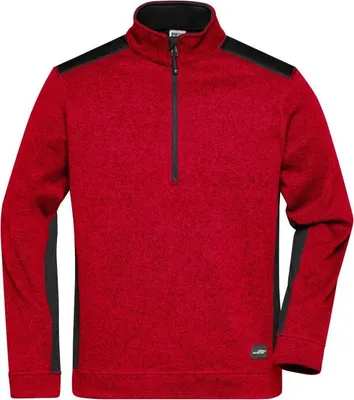Produktbild von Pflegeleichter Strickfleece Troyer im Materialmix red-melange/black, Gr. XXL