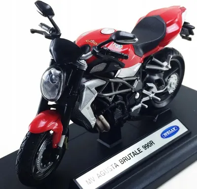 Produktbild von Motorrad MV AGUSTA Brutale 990R rot schwarz grau, WELMV19660PW, Maßstab1/18, WELLY