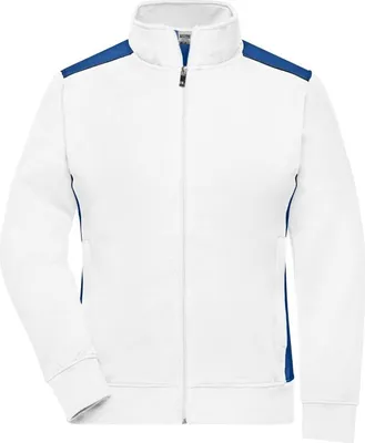 Produktbild von Sweat-Jacke mit Stehkragen und Kontrasteinsätzen white/royal, Gr. XXL