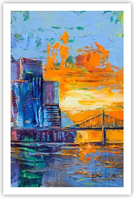 Produktbild von Poster - Poster ohne Rahmen - Stadt Brücke pastos - 61x91,5 cm - Wand Bild - Wanddeko - Wandbilder - Kunstposter - Wandposter - Bilder - Kunstdruck - Wanddekoration - Wandbild - P2XPA61x91-4392