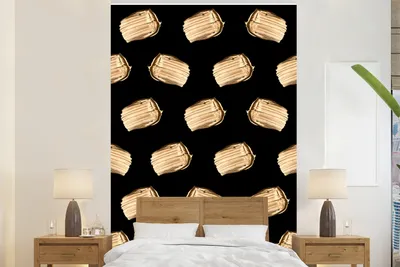 Produktbild von MuchoWow® Fototapete für Wohnzimmer oder Schlafzimmer Wandtapete Vinyl Motivtapete Farbe - Gold - Muster - 200x300 cm - Wanddekorationen