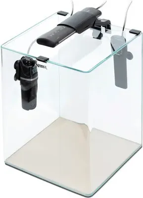 Produktbild von Aquarium OptiBent 20 schwarz, ca. 19 l mit LED Beleuchtung, Heizer, Innenfilter und Unterlage, Weißglas Nanoaquarium