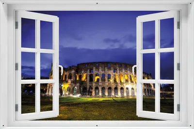 Produktbild von Wallario Outdoor-Poster für Garten oder Balkon 61 x 91,50 cm: Italien bei Nacht - Kollosseum in Rom, beleuchtet am Abend