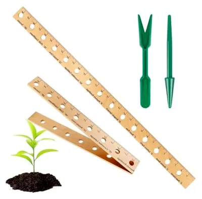 Produktbild von Gartenlineal – 30 cm Pflanzenabstandslehre aus Holz, langlebige Pflanzschablone