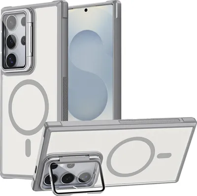 Produktbild von Schutzhülle für Samsung Galaxy S25 Ultra Hülle, Metallring für Wireless Laden klappbarer Kamera Schutz Glas Ständer