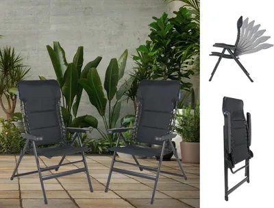 Produktbild von 2er SET stabile, bequeme ALU Klappstühle Campingstühle faltbar Balkonliegestühle