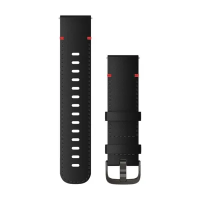 Produktbild von Garmin Ersatzarmband 22mm Leder Schwarz mit Naht/Schiefergrau