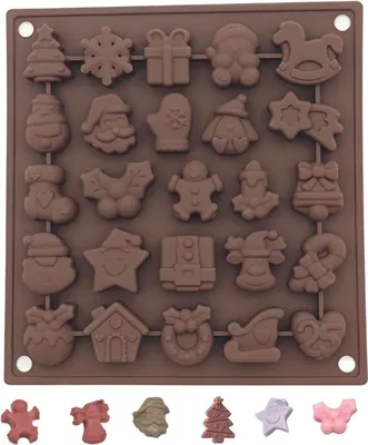Image de Moule à chocolat de Noël à 25 empreintes, Moule à gâteaux en silicone, Antiadhésif