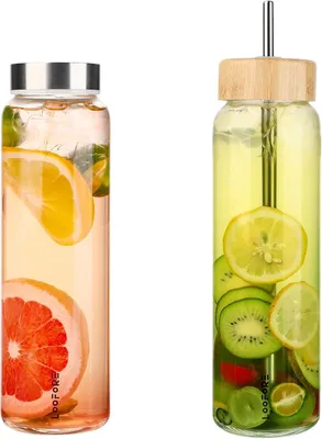 Image de Bouteille en verre de 950 ml, avec 2 bouchons, étui en néoprène, pour le sport